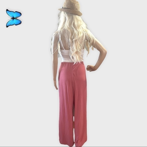 NO boundaries salmon pink stretchy ribbed wide leg pants - Picture 6 of 10
